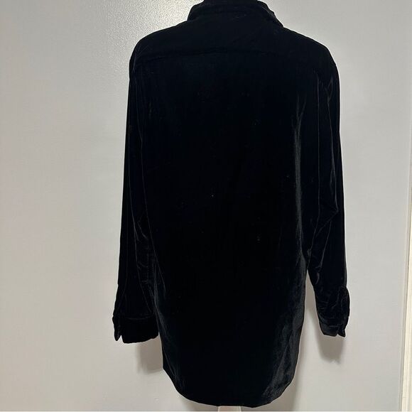 British Khaki long sleeve velour type long button up shirt size 14 - Picture 2 of 6